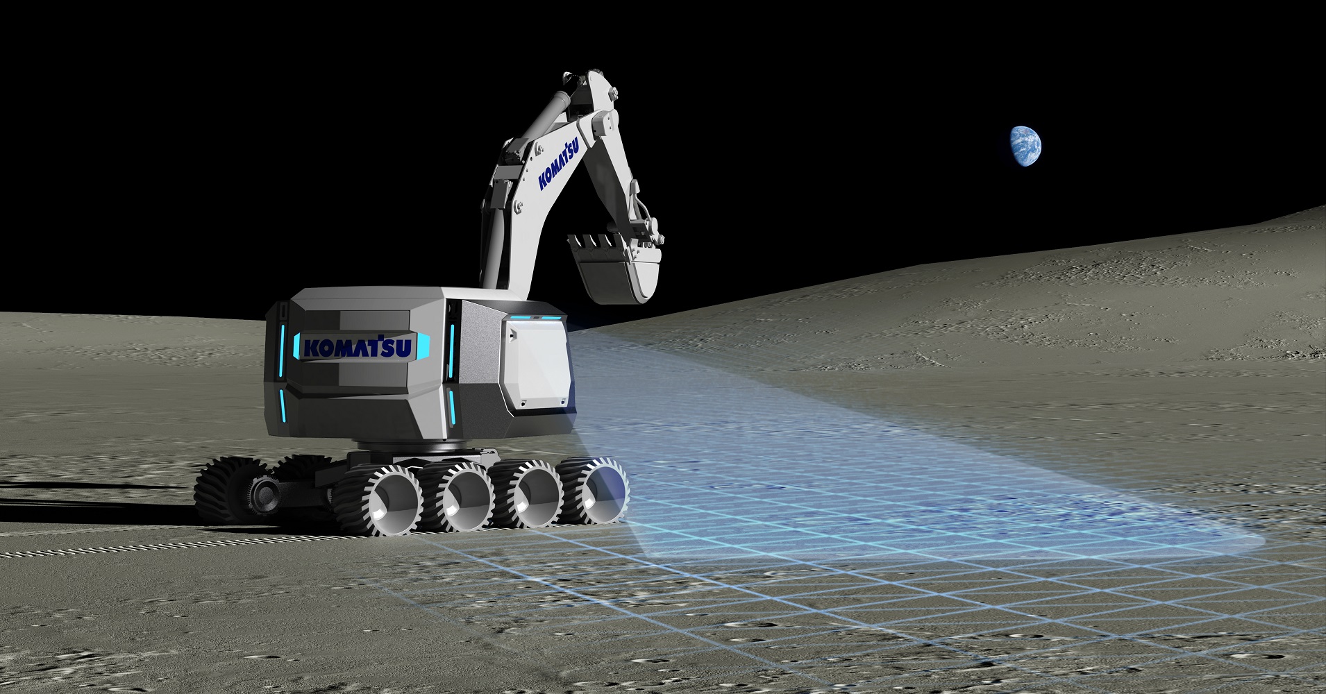 Anpassung von Baumaschinen für den Einsatz auf dem Mond  mit Hilfe der Technologie digitaler Zwillinge (Konzept)