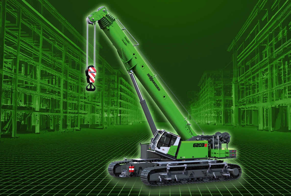 Der neue 200 Tonnen Raupen-Teleskopkran 6203 E von SENNEBOGEN feiert seine Messepremiere auf der bauma 2025 in München.