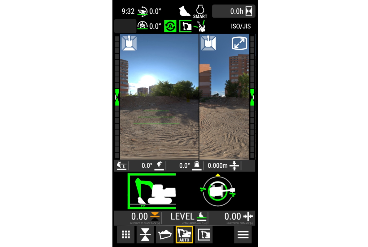 Links die 2D- und rechts die 3D-Anzeige für Bagger.