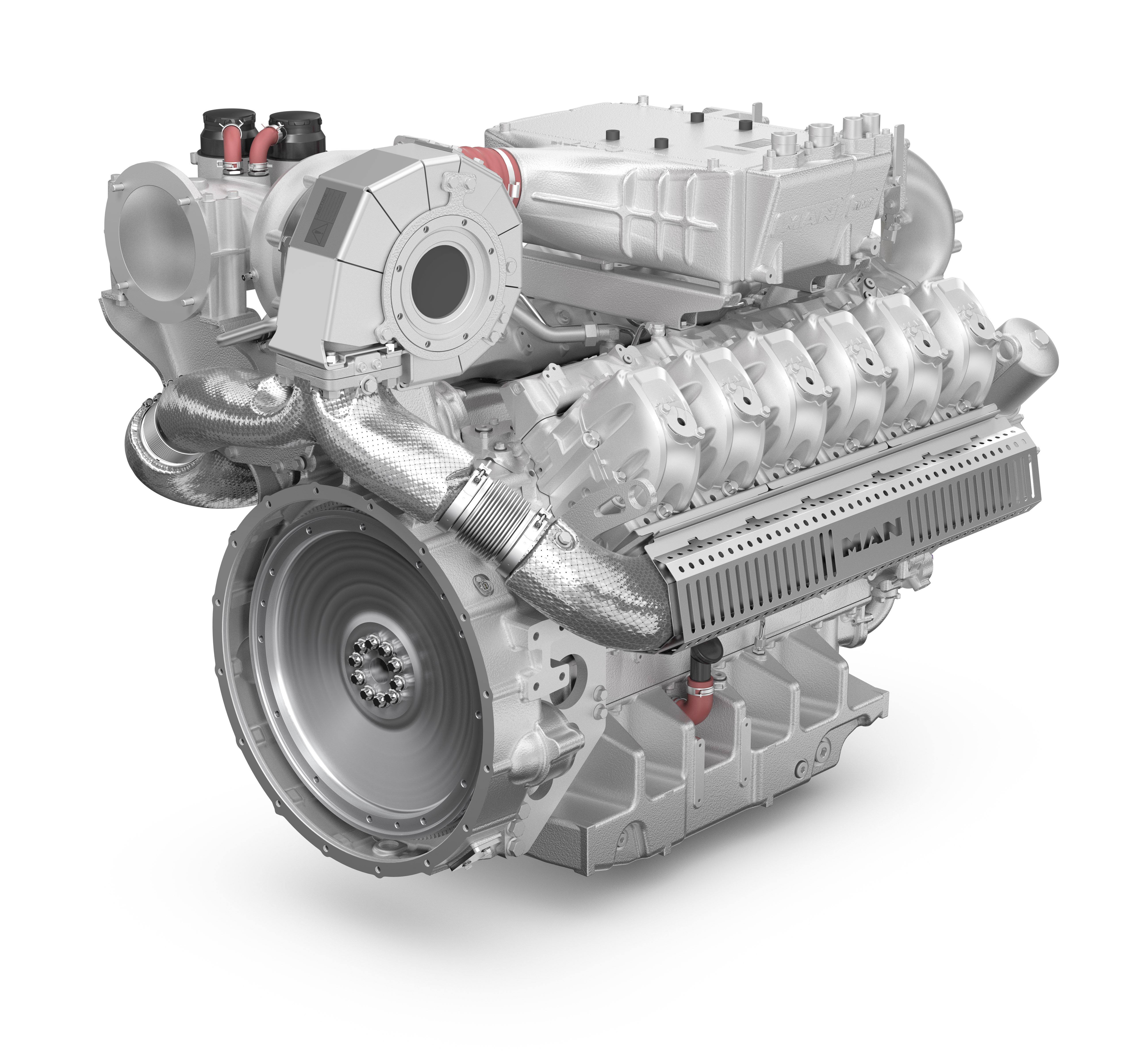 Der neue MAN E3872 Gasmotor mit 44,0 % Wirkungsgrad und 735 kW Leistung aus nur 12 Zylindern.