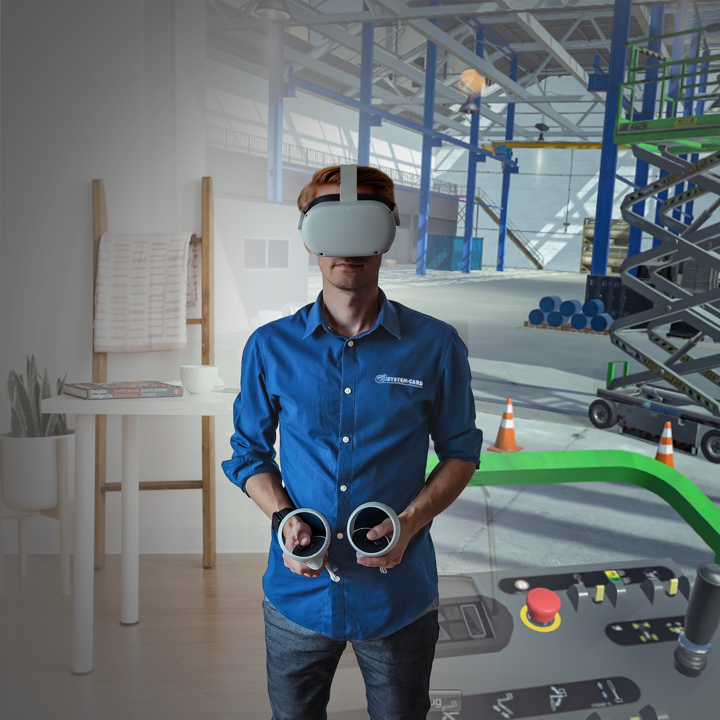  	 Per VR-Brille und Controllern lässt sich ein realitätsnahes Arbeitsumfeld zu Schulungszwecken darstellen.