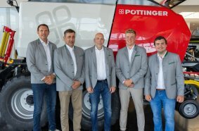 Lars Andreasen (General Manager Pöttinger Scandinavia), Janne Kankare (After Sales and Sales Promotion), Jimmy Granlund, Janne Ylönen (Territory Sales Finland), Christoph Stüblreiter (Area Sales Manager Pöttinger)