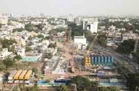Baustellenübersicht Chetpet Metro-Station in Chennai