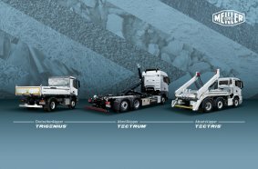 MEILLER präsentiert auf der IFAT (von links) den TRIGENIUS D212, den TECTRUM RS21 und den TECTRIS AK14