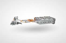 Der elektrische Antriebsstrang von Volvo Penta mit integrierten Würfelbatterien.