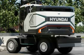 Hyundai-Brennstoffzellen-Mobilbagger auf der Bauma im Live-Einsatz