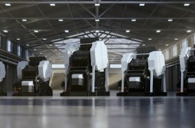 Backenbrecher von Sandvik in einer Reihe im Lager