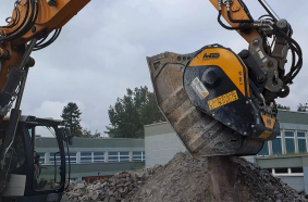 German Customer uses BF80.3 Crusher Bucket for Schoolyard Repaving Project