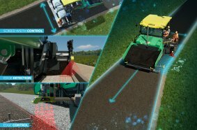 Steuerung anhand physischer Referenzen: Auf der Bauma präsentiert Vögele die neue Lenk- und Breitenautomatik AutoTrac. 