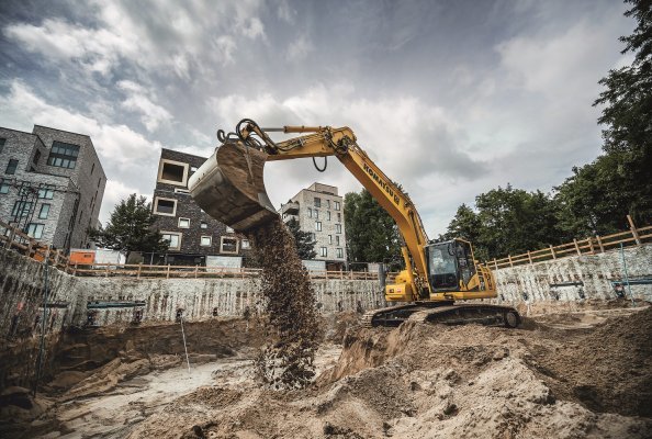 Gestern Farbklecks, heute Wohnquartier: Baugrubenerstellung auf ehemaligem Pelikan-Gelände