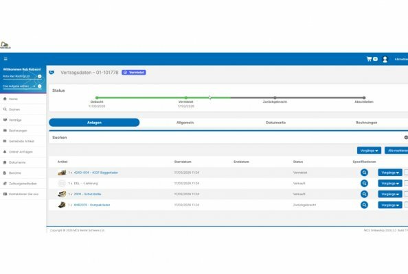 MCS Rental Software erweitert Kundenportal um neue Vertragsübersicht