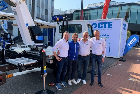 from left, Fabian Kirberg ATG Sales Director, Massimo Franceschi CTE Export Area Manager, Andreas Konstantin ATG Lift owner, and Ivan Fink ATG Technical Director.