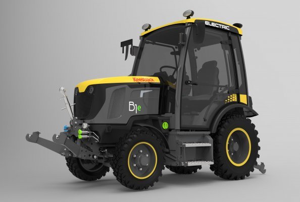 Vorderseite: Das Modell Keestrack B1e wird der erste 100 % elektrische Traktor sein